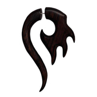 Load image into Gallery viewer, Fake Piercing Ebenholz Edelstahl handgeschnitzt groß Ebony dunkelbraun Dehner - chic-net.de
