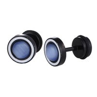 Load image into Gallery viewer, Fake Piercing Edelstahl blau schimmernd Stein Schraubverschluss Expander - chic-net.de
