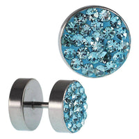 Load image into Gallery viewer, Fake Piercing Edelstahl blau schimmernde Mini Zirkonia Steine 10 mm - chic-net.de

