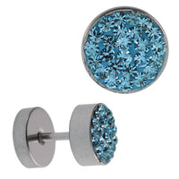 Load image into Gallery viewer, Fake Piercing Edelstahl blau schimmernde Mini Zirkonia Steine 7 mm - chic-net.de
