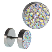Load image into Gallery viewer, Fake Piercing Edelstahl bunt schimmernde Mini Zirkonia Steine 10 mm - chic-net.de
