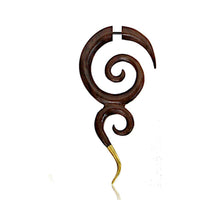 Cargar imagen en el visor de la galería, Fake Piercing Edelstahl Holz braun Spiralen Brass Spitze - chic-net.de
