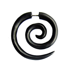 Load image into Gallery viewer, Fake Piercing Edelstahl Holz schwarz XL Spirale - chic-net.de
