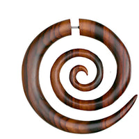 Load image into Gallery viewer, Fake Piercing Edelstahl Holz XL Spiralen hell dunkel - chic-net.de

