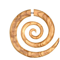 Load image into Gallery viewer, Fake Piercing Edelstahl Holz XL Spiralen hell dunkel - chic-net.de
