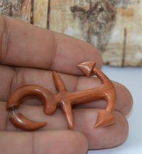 Load image into Gallery viewer, Fake Piercing Edelstahl Rosenholz Anker - chic-net.de
