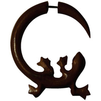 Load image into Gallery viewer, Fake Piercing Edelstahl Rosenholz Holz Gecko Eidechse - chic-net.de
