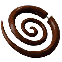 Load image into Gallery viewer, Fake Piercing Edelstahl Rosenholz XL Spirale.
