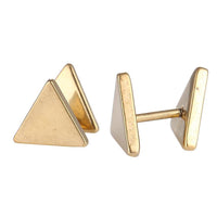 Load image into Gallery viewer, Fake Piercing Edelstahl Schraubverschluss Expander golden große Dreiecke Höhe 10  mm - chic-net.de
