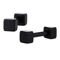 Load image into Gallery viewer, Fake Piercing Edelstahl Schraubverschluss Expander schwarz  Quadratische Platten 3 mm - chic-net.de
