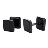 Load image into Gallery viewer, Fake Piercing Edelstahl Schraubverschluss Expander schwarz  Quadratische Platten 5 mm - chic-net.de
