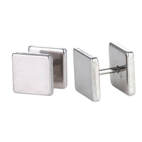 Load image into Gallery viewer, Fake Piercing Edelstahl Schraubverschluss Expander silberfarben Quadratische Platten 11 mm - chic-net.de
