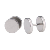 Load image into Gallery viewer, Fake Piercing Edelstahl Schraubverschluss Expander silberfarben  Runde Platten 12 mm - chic-net.de
