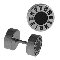 Load image into Gallery viewer, Fake Piercing Edelstahl schwarzer Kreis römische Zahlen Rand klein 7 mm - chic-net.de
