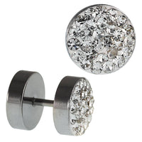 Load image into Gallery viewer, Fake Piercing Edelstahl weiß schimmernde Mini Zirkonia Steine 10 mm - chic-net.de
