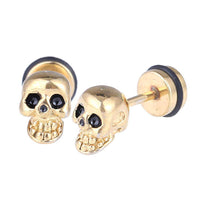Load image into Gallery viewer, Fake Piercing Expander gold FarbenTotenkopf klein schwarze Augen Schaubverschluss Edelstahl - chic-net.de
