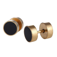 Load image into Gallery viewer, Fake Piercing Expander golden schwarze Seitenflächen Edelstahl Schraubverschluss - chic-net.de
