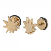 Cargar imagen en el visor de la galería, Fake Piercing Expander goldfarben Blatt Schaubverschluss Edelstahl - chic-net.de
