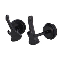 Load image into Gallery viewer, Fake Piercing Expander schwarz Gitarre Schaubverschluss Edelstahl - chic-net.de
