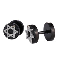 Load image into Gallery viewer, Fake Piercing Expander schwarz Glitzer Davidsstern Schaubverschluss Edelstahl - chic-net.de
