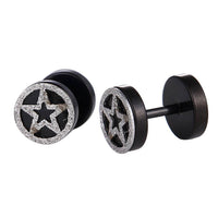 Load image into Gallery viewer, Fake Piercing Expander schwarz Glitzer Stern im Kreis Schaubverschluss Edelstahl - chic-net.de
