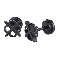 Load image into Gallery viewer, Fake Piercing Expander schwarz Kreis Schwertlilie Schraubverschluss Edelstahl - chic-net.de
