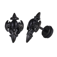 Cargar imagen en el visor de la galería, Fake Piercing Expander schwarz Kreuz mit Onyx Stein Schaubverschluss Edelstahl - chic-net.de
