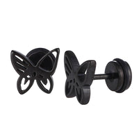 Cargar imagen en el visor de la galería, Fake Piercing Expander schwarz Schmetterling Schaubverschluss Edelstahl - chic-net.de

