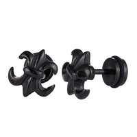 Load image into Gallery viewer, Fake Piercing Expander schwarz Schwertlilie Schaubverschluss Edelstahl - chic-net.de
