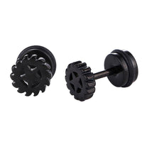 Load image into Gallery viewer, Fake Piercing Expander schwarz Stern im Zahnrad Schaubverschluss Edelstahl - chic-net.de
