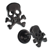 Load image into Gallery viewer, Fake Piercing Expander schwarz Totenkopf Gefahr Zeichen Schaubverschluss Edelstahl - chic-net.de
