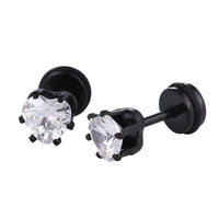 Load image into Gallery viewer, Fake Piercing Expander schwarz Zirkonia Stein weiß Herzform Schaubverschluss Edelstahl - chic-net.de
