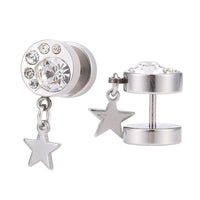 Load image into Gallery viewer, Fake Piercing Expander silber Zirkonia Steine mit Stern Anhänger Schaubverschluss Edelstahl - chic-net.de

