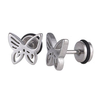 Load image into Gallery viewer, Fake Piercing Expander silberfarben Schmetterling Schaubverschluss Edelstahl - chic-net.de
