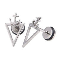 Load image into Gallery viewer, Fake Piercing Expander silberfarben spitzes Dreieck Anker Schaubverschluss Edelstahl - chic-net.de
