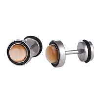 Load image into Gallery viewer, Fake Piercing Expander silberfarben Stein orange schimmernd Edelstahl Schaubverschluss - chic-net.de
