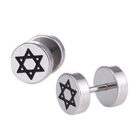 Load image into Gallery viewer, Fake Piercing Expander silberfarben Stern Dreiecke Schraubverschluss Edelstahl - chic-net.de
