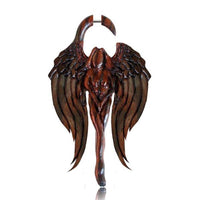 Load image into Gallery viewer, Fake Piercing Frau nackt Flügel Engel Narraholz Edelstahl Steckverschluss Holz - chic-net.de
