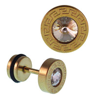 Load image into Gallery viewer, Fake Piercing golden rund klein Zirkonia Stein weiß quadratisches Muster Edelstahl - chic-net.de
