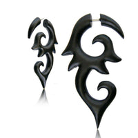 Load image into Gallery viewer, Fake Piercing Narra Holz Bogen Plug Ohrstecker schwarz - chic-net.de
