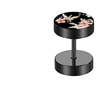 Load image into Gallery viewer, Fake Piercing Ohrring Edelstahl rosa Blüte schwarz silber - chic-net.de
