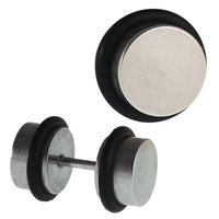 Load image into Gallery viewer, Fake Piercing Plug Edelstahl schlicht silber rund Gummi - chic-net.de
