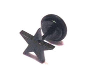 Load image into Gallery viewer, Fake Piercing Plug Ohrstecker Unisex Acryl schwarz Scheibe Gummiring Stern Schmuck - chic-net.de
