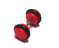 Load image into Gallery viewer, Fake Piercing Plug Tunnel Ohrstecker Unisex Kunststoff rot Scheibe Schmuck Gummiring - chic-net.de
