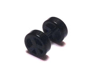 Load image into Gallery viewer, Fake Piercing Plug Tunnel Ohrstecker Unisex Kunststoff schwarz Peace Zeichen Schmuck - chic-net.de
