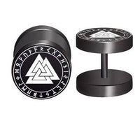 Load image into Gallery viewer, Fake Piercing Plug Viking schwarz Edelstahl 10mm.
