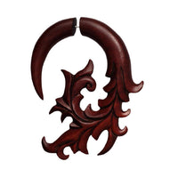 Load image into Gallery viewer, Fake Piercing Sawoholz Edelstahl handgeschnitzt groß braun rotbraun Dehner - chic-net.de
