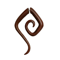 Load image into Gallery viewer, Fake Piercing Sawoholz Edelstahl handgeschnitzt groß braun rotbraun Dehner - chic-net.de
