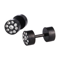 Load image into Gallery viewer, Fake Piercing schwarz rund weiße Zirkonia Steine Edelstahl Schraubverschluss - chic-net.de
