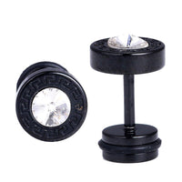 Load image into Gallery viewer, Fake Piercing schwarz weißer Zirkonia Rand mit Muster Quadrate Edelstahl Schraubverschluss - chic-net.de
